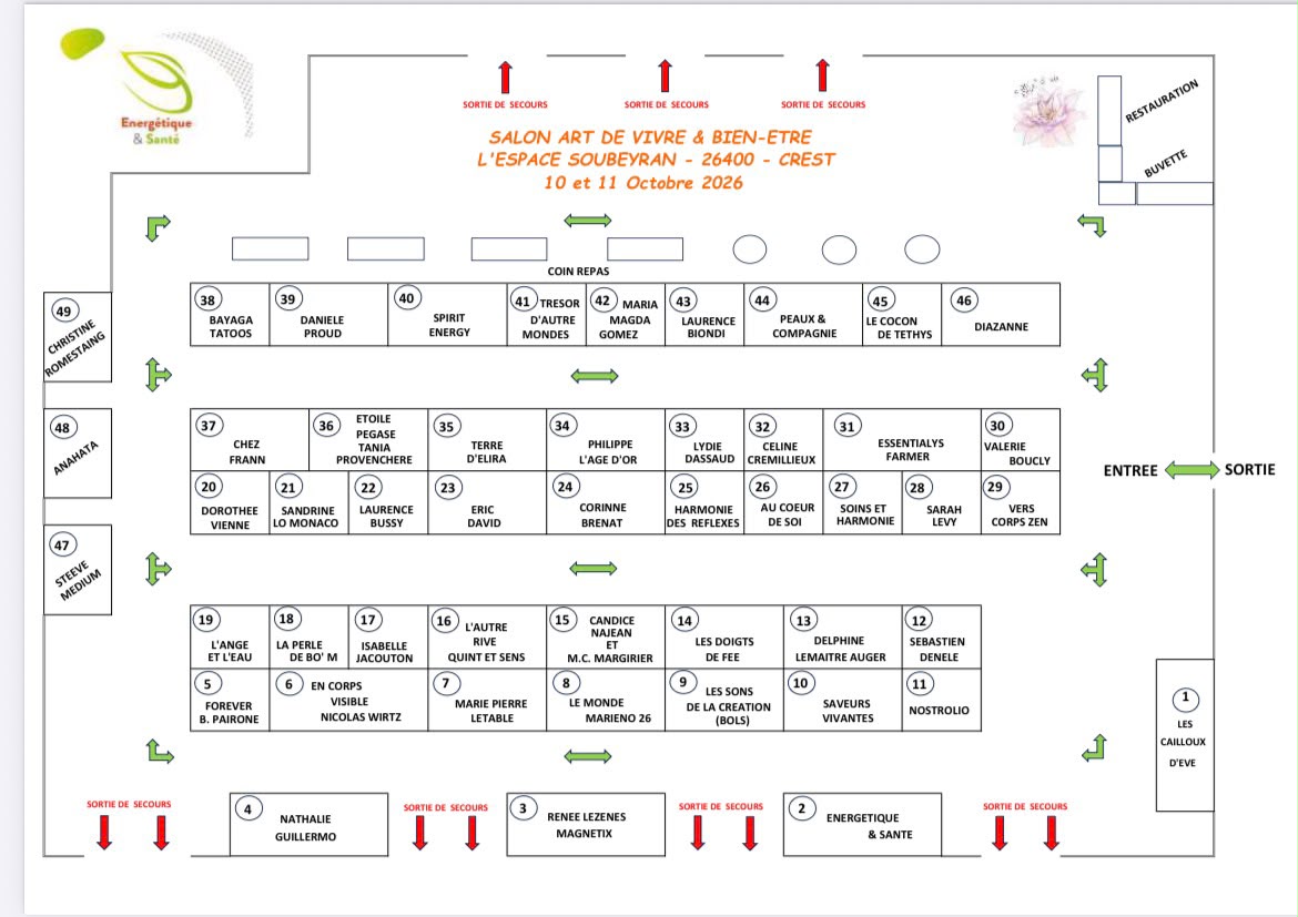 Plan du Salon Art de Vivre & Bien-Être — Espace Soubeyran, Crest